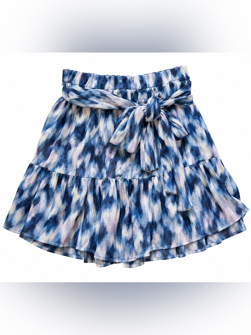 Banana Republic Blue & White Tie-Waist Tiered Skater Skirt